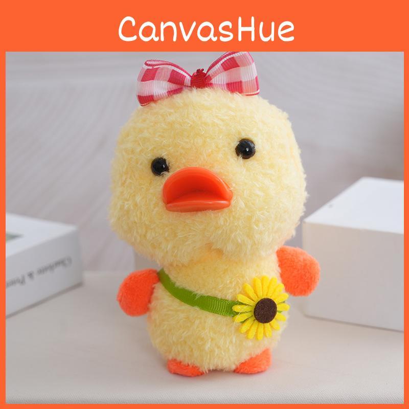 Plush Doll Duck Keychain Bag Accessories With Checkered Bow And Decor Sunflower
