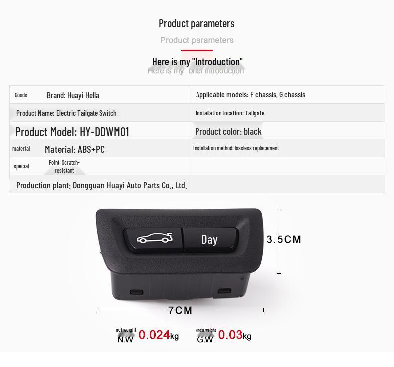 BMW F Chassis Smart Electric Tailgate Switch Assembly