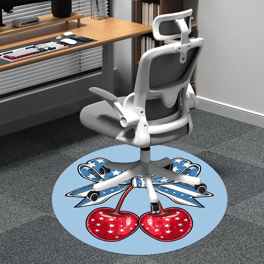 

1pc Cherries Bow Office Round Area Rug, Indoor Mat Suitable ForOffice, Under Office Chairs Bedroom Living Room Home Decor, Room Deco 102 80cm by 80cm