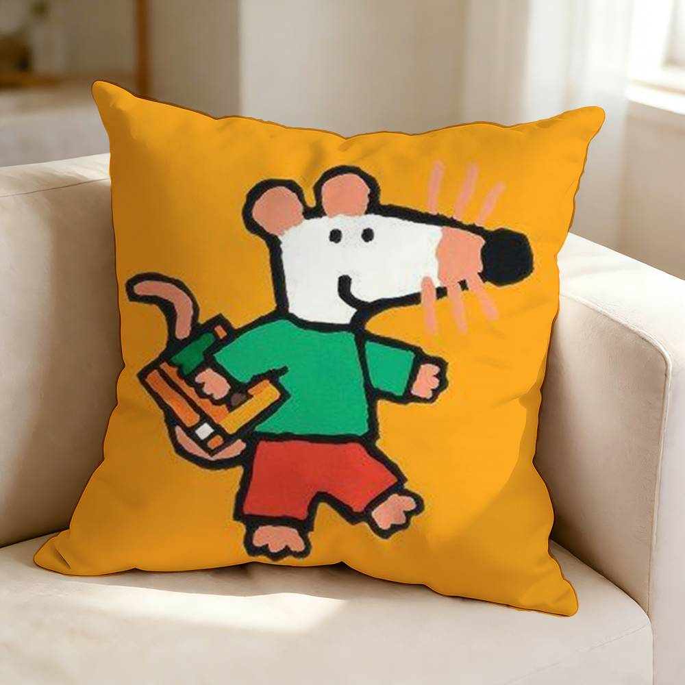 Animated cartoon M-Maisy Mouse Square Double-Sided printed Pillow Case Bedroom Bedside Pillow Sofa Cushion Cover