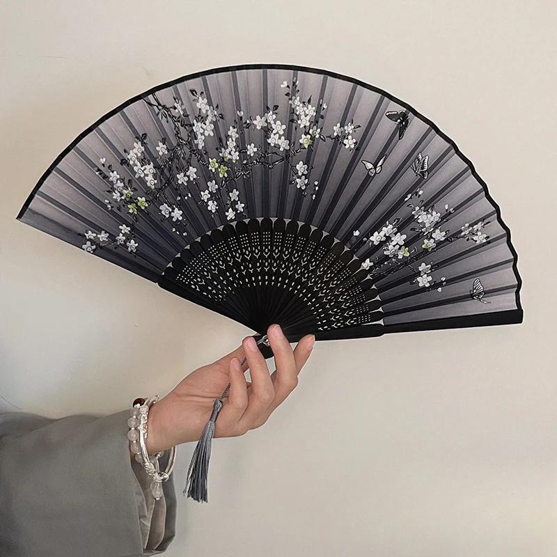 

Мужской ханьфу с кисточками, тушь, древний стиль, дух феи, женский новый китайский стиль, шелковая ткань, бамбуковый веер, складной