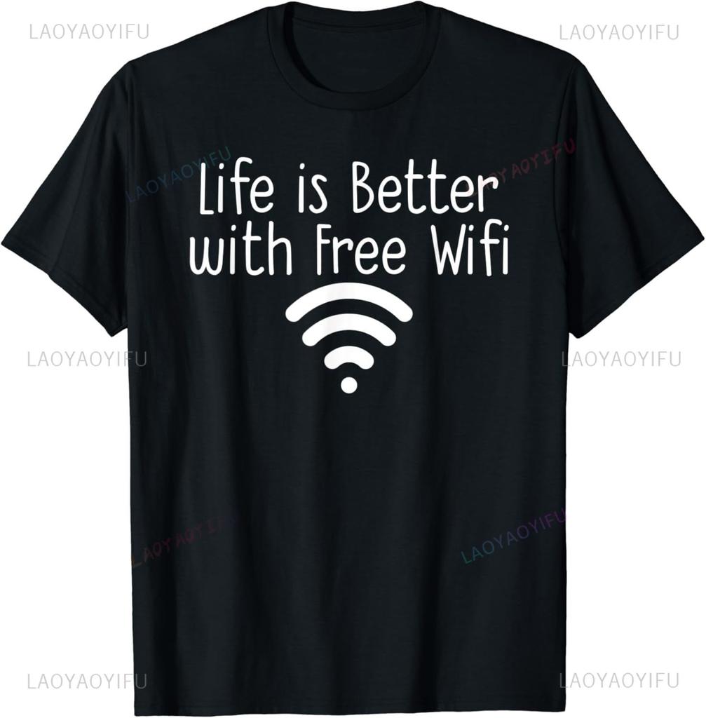 Funny Sarcasm Quote Mens Free WiFi Tshirt Math Equation Novelty Tee Men Clothing Printed Streetwear Graphic T Shirts