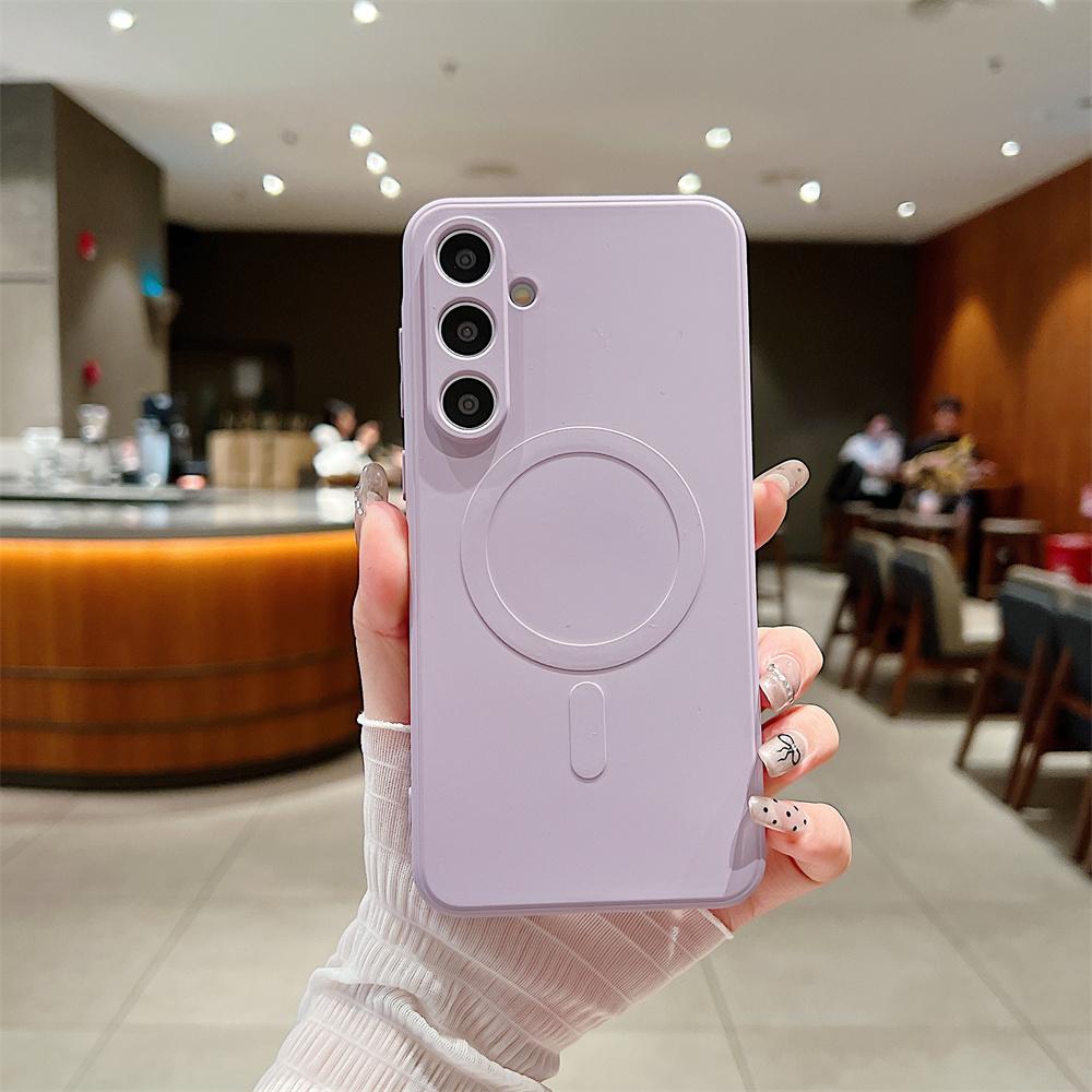 Fashion Colorful Silicone Magnetic Phone Case for Samsung Galaxy A57 A37 A27 A17 A07 A56 A16 A36 A26 A55 A35 A15 Wireless Charge Camera Protect Cover