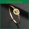 Exquisite Gold Plated Simple Cuff Bangle With Shimmering Rhinestones Jewelry Piece