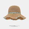 Lace Lace Beach Hat Straw Hat Women's Summer Curled Seaside Hollow Lafite Sun Hat Big Brim