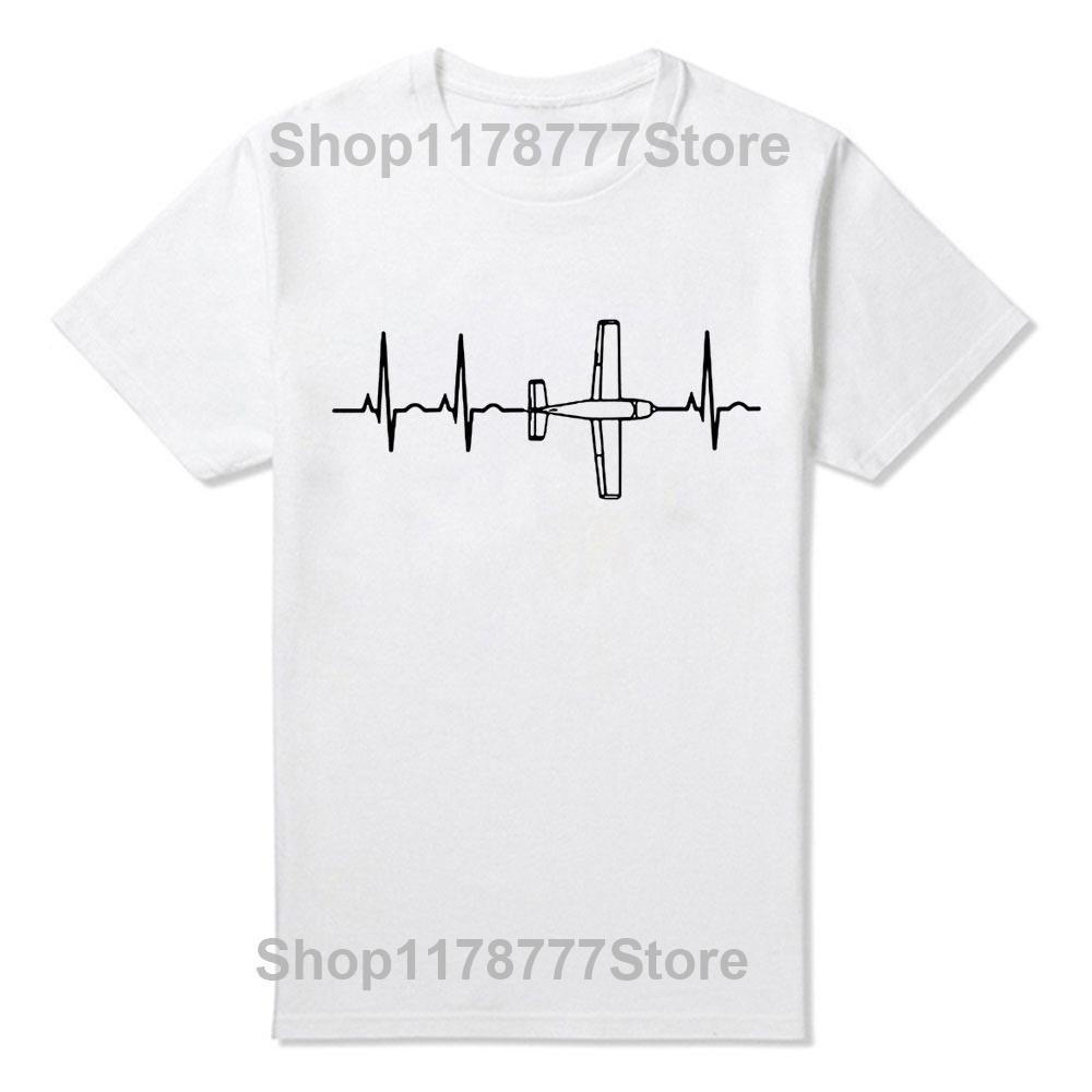 Newest Fashion Tops Summer Cool Funny TShirt Airplane Pilot Shirt Pilot Heartbeat TShirt Flying Gift Tee Funny Tee Shirts S