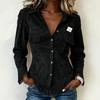 Women's Western Shirt, Slim Fit Long Sleeve Blouse for Casual