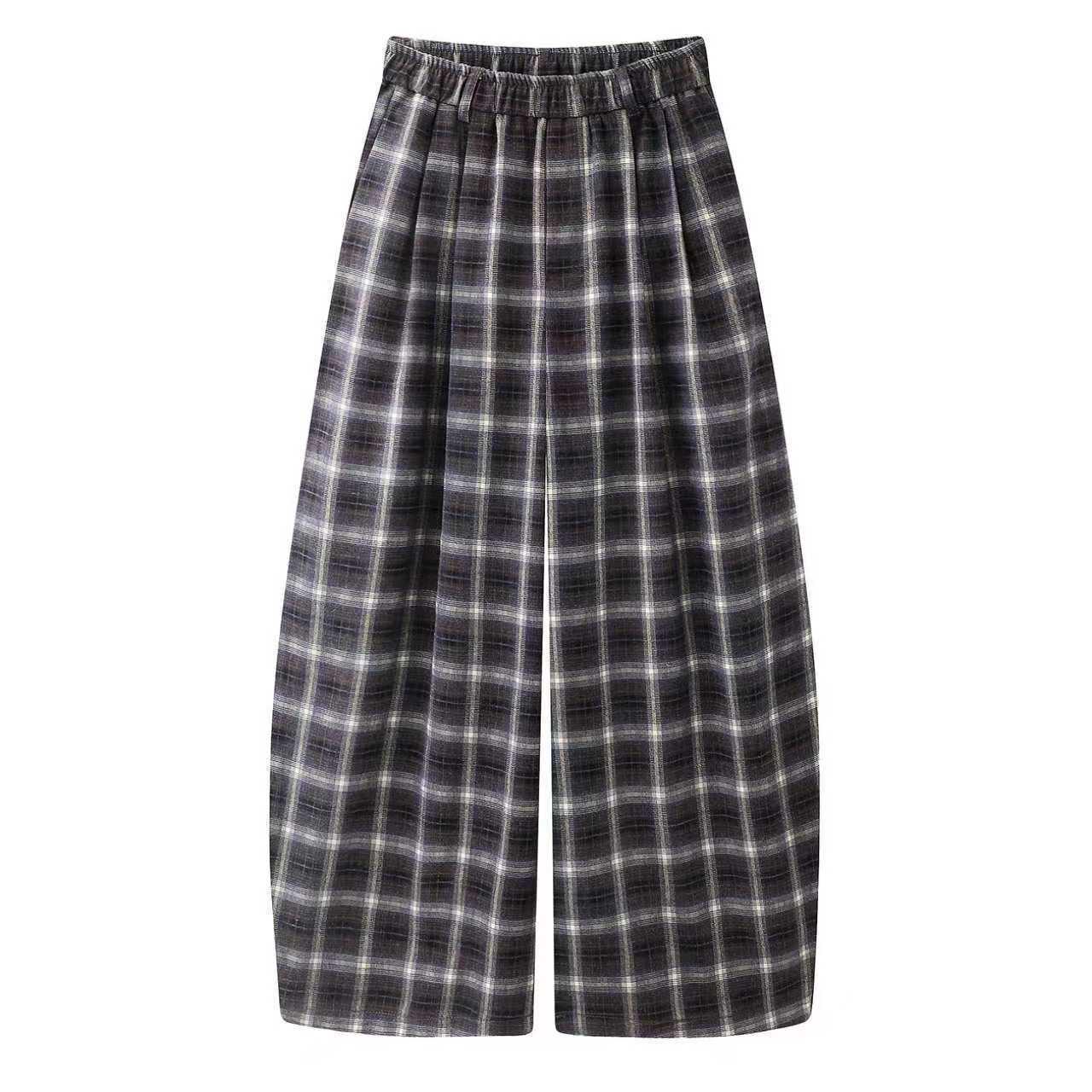 

2026 Spring Unisex Casual Plaid Trousers - Versatile, Loose, Lazy Style M