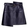 Spring Women's High Waist Genuine Sheepskin Leather A-line Shorts