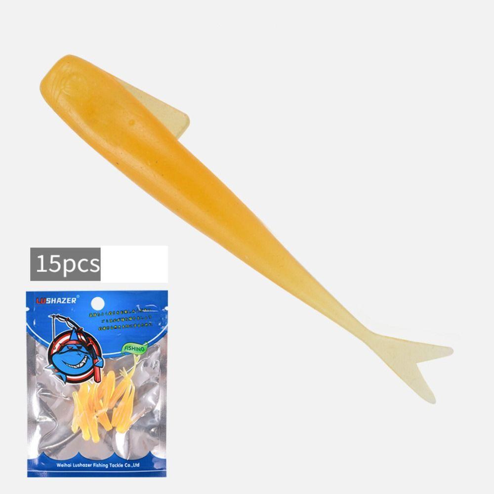 

15PCS Fishing Tackle TPE Fishing Soft Lures 4cm 6 Colors Fishing Jig Lure Artificial Lures Fishing помаранчевий