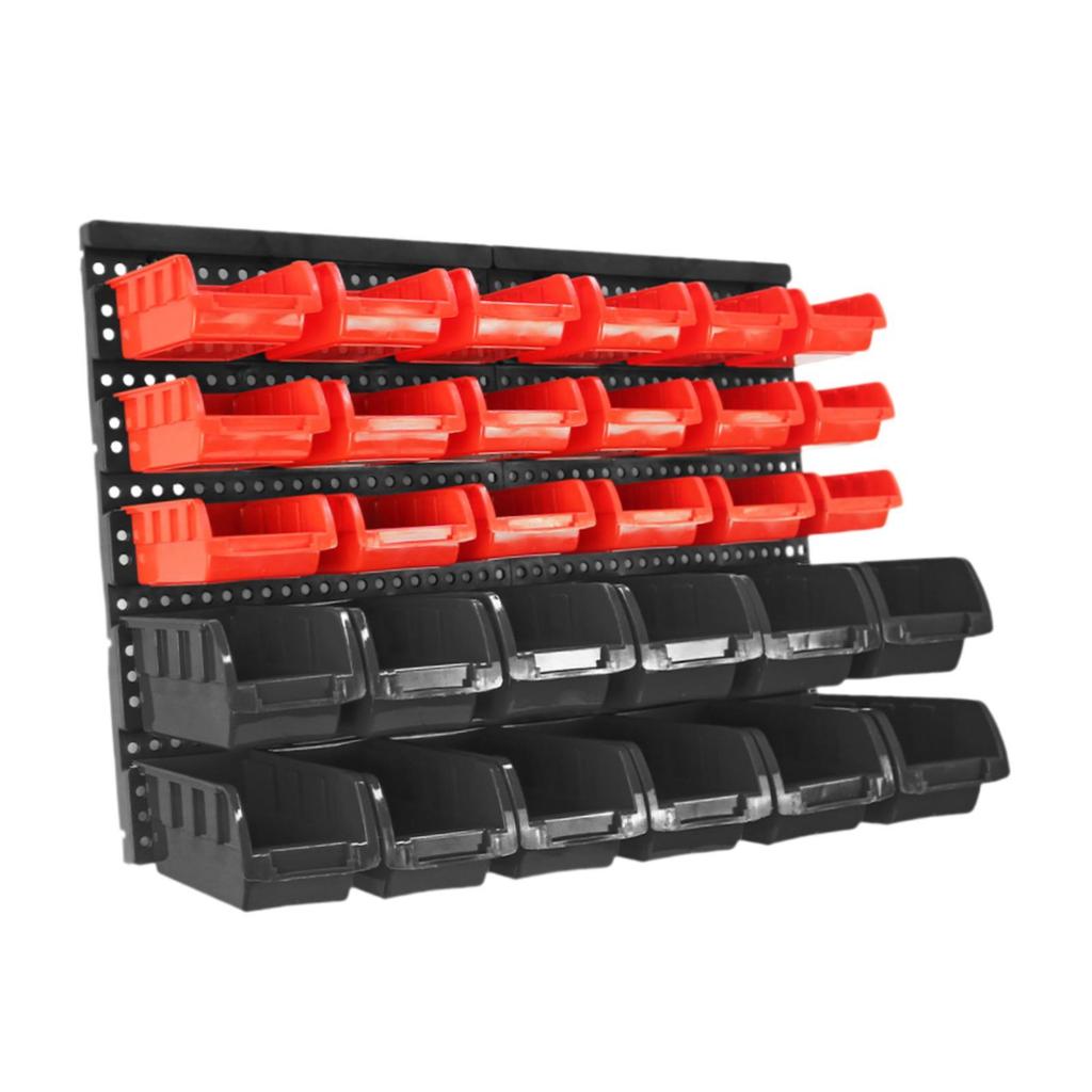 30 Bin Storage Bins Container with Pegboard Tool Organizer Rack for Tools