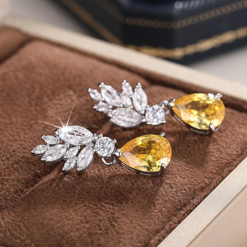 

CAOSHI Temperament Yellow Pear Cubic Zircon Dangle Earrings for Women Brilliant Anniversary Gift Wedding Party Fashion Zircon