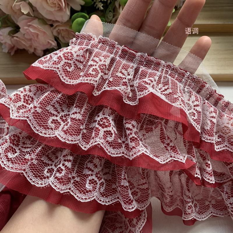 

3-layer Lace Ruffle Trim 13cm Wide Mesh Fabric Lace for Lolita Dress Curtain Doll Clothes Sewing Deocr Accessories 3/5/10Meter 3Meter