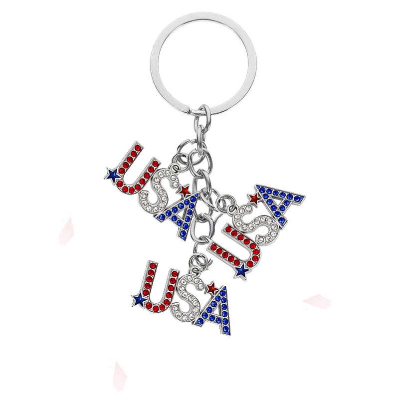 American Flag Heart & Star Keychain Pendant - Independence Day Edition