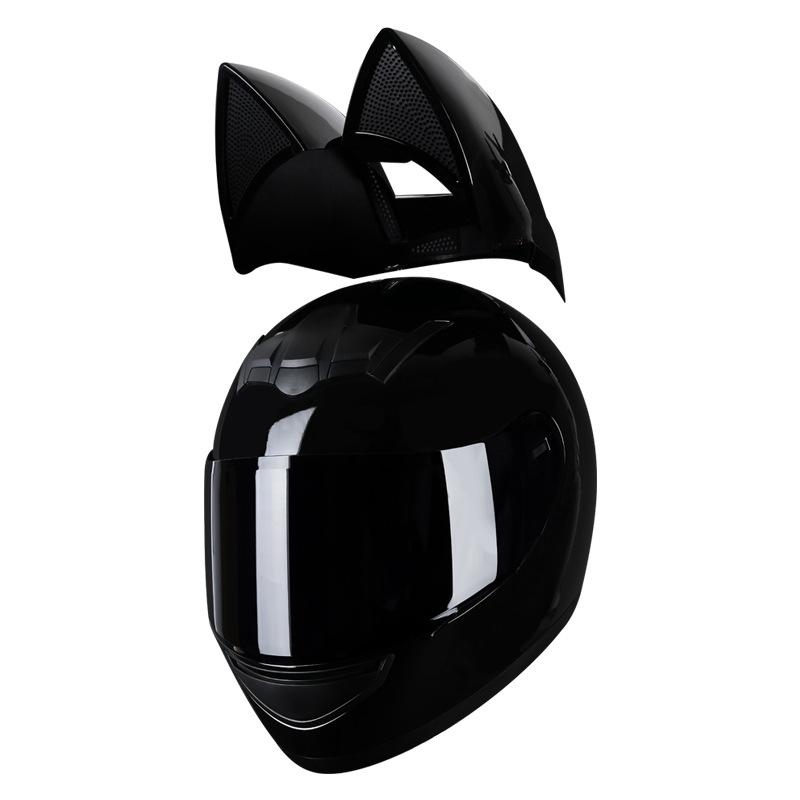 Motorcycle Helmet for Girls, Electric Bike Cat Ear Full-face Helmet, Suitable for All Seasons, Biker Helmet