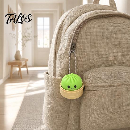 Anxiety Relief Keychain Press Button Keychain, Steamed Bun Decompression Toy with Smiling Face Pattern, Soft Squishy Slow Rebound Feel Portable