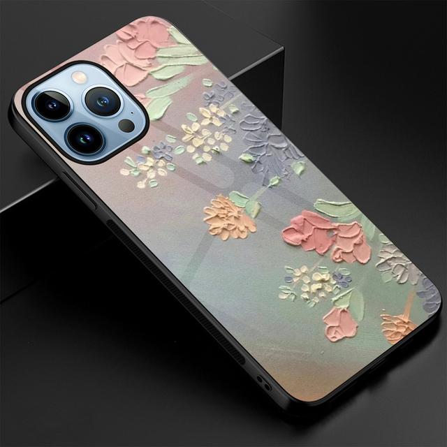 

Чехол для телефона с цветочным принтом для Iphone 14 13 12 11 Pro Max Mini Xs Xr X 7 8 6s Plus Se 2022, защитный чехол из закаленного стекла For iPhone 14 Pro