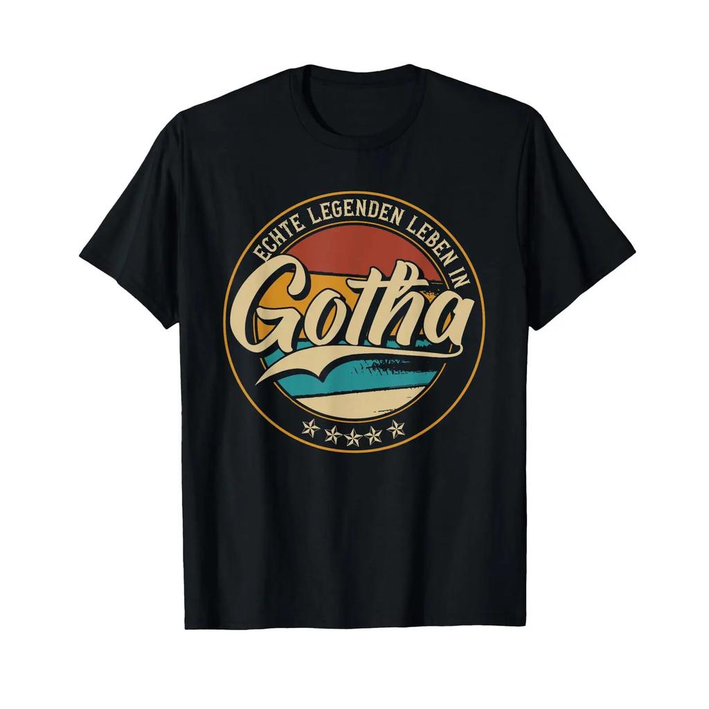 Gotha T Shirt black s vintage Washed Versatile Slightly Soft homme Breathable Top For Everyday Wear streetwear Unisex Stylish