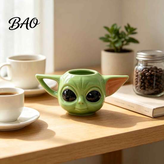 Decorative Beverage Container 3D Cartoon Ceramic Water Cup, Cute Relief Coffee Mug, Mug Unique Desktop Decoration for Hot And Cold Drinks Large