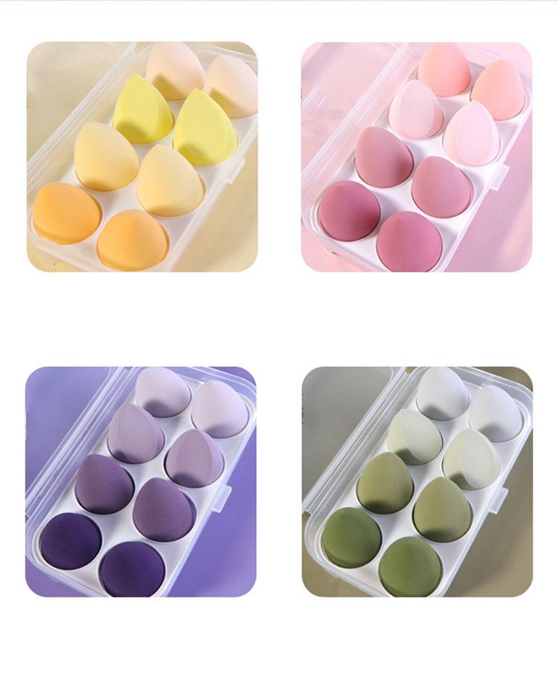 

Gradient Makeup Sponge Set with 8-Compartment Storage Box - Beauty Tool for Foundation Application