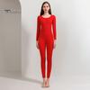 2 Pcs/Set Winter Women Thermal Underwear Set Round Neck Seamless Long Sleeve Warm Thick Double-sided Plush Slim Fit Elastic Lady Cold Weather Pajamas
