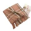 Vintage British Style Cashmere Fringed Scarf Women's Fashion Commuter Cold-proof and Warm Scarf Shawl