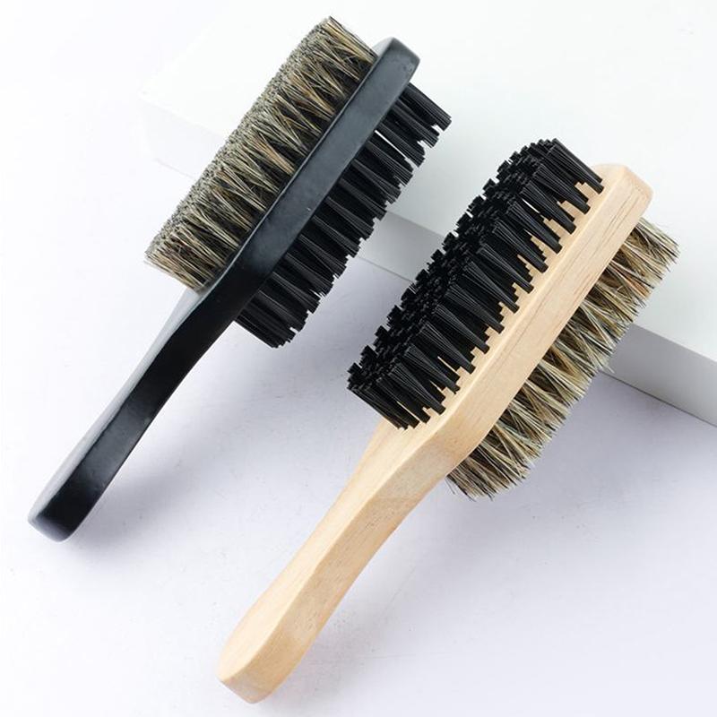 1Pcs Professional Soft Boar Bristle Dual Side Wood Beard Brush Men Mustache Comb Hairdresser Brush