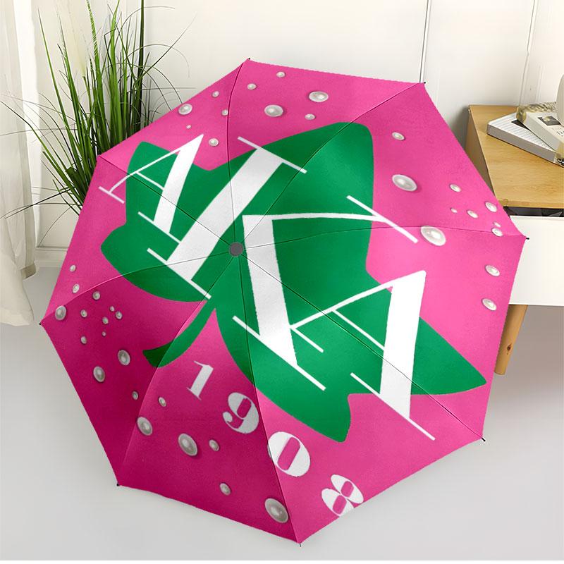 Alpha Kappa Alpha Print Automatic Open Close Umbrella, Portable Foldable Umbrella, for Outdoor Commute Camping Trip, Ideal Birthday Gift