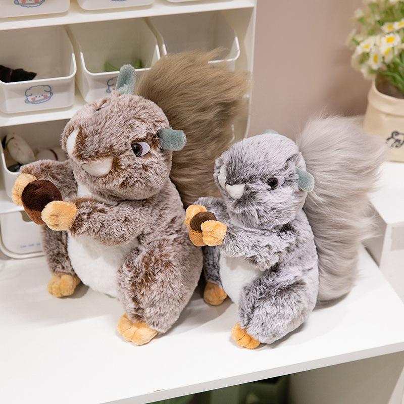 Păpușă veveriță simulată drăguță jucărie de pluș veveriță mică păpușă hamster pentru copii păpușă de alinare cadou de ziua de naștere