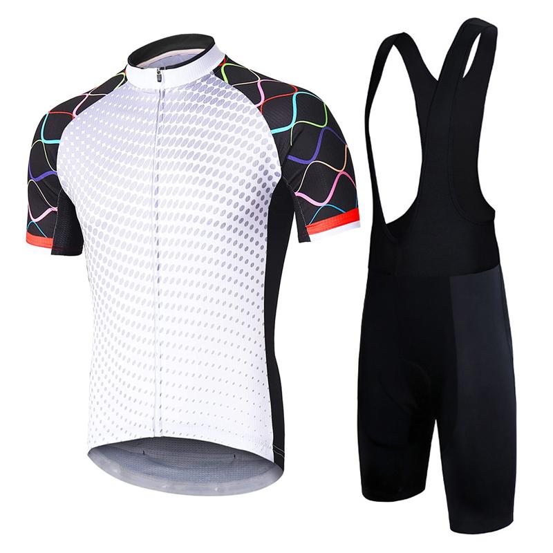 Man Cycling Clothing Jersey Set Anti-UV Road Bike Bib Jersey Suit Shorts with 5D Gel Pad Breathable Short Sleeves Cycling Suits