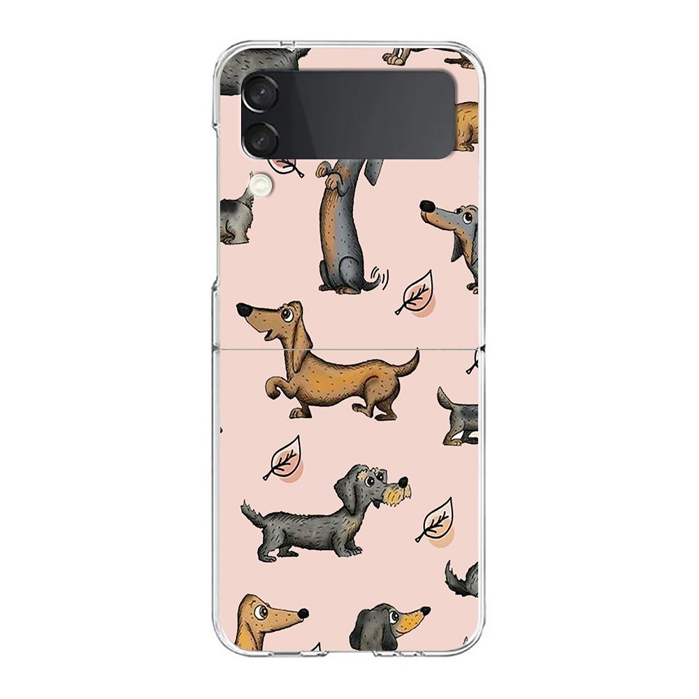 Dachshund Sausage Dog Phone Case For Samsung Galaxy Z Flip 3 4 5 6 Fold High Hard Shell For Galaxy Z Flip 3 5 6 Clear Cover