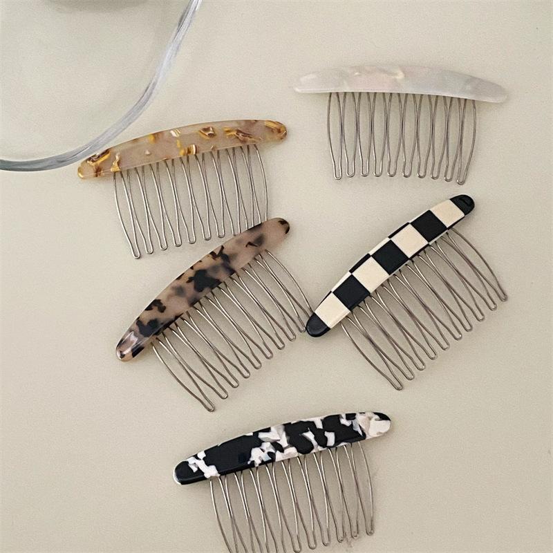 Acetate Coffee Bow Insert Combs Clips Women Hair Styling Hairpins Women Multi-tooth Bangs Broken Hair Comb Clip Girls Gifts Headwear