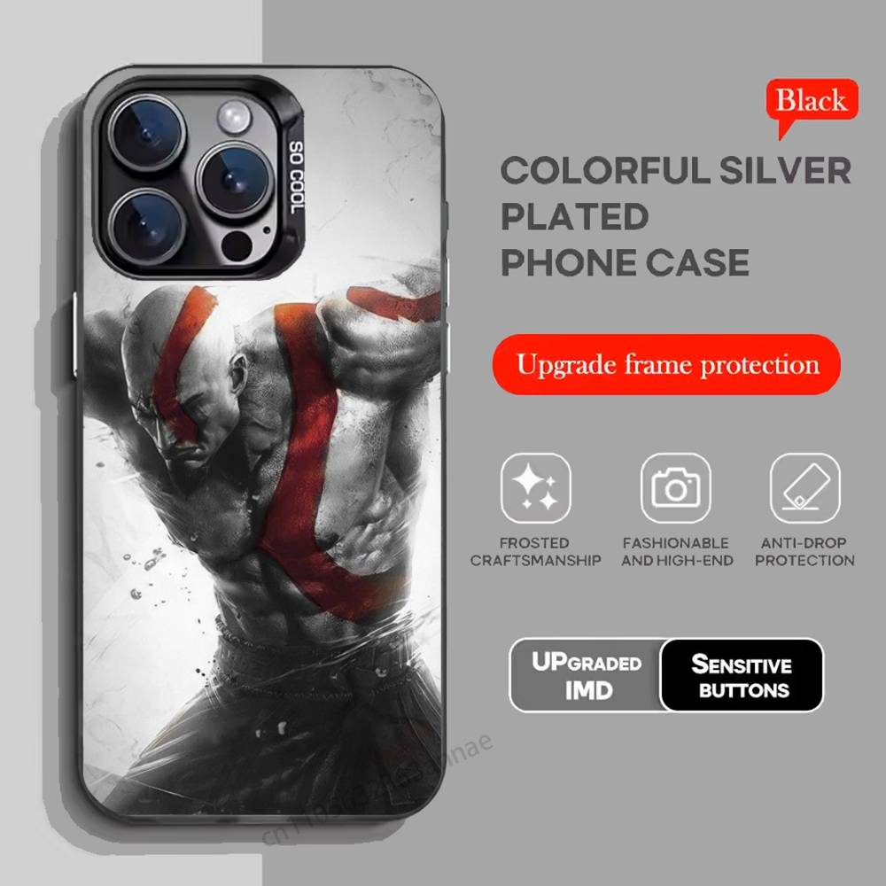 

G-God OF War K-Kratos Чехол для телефона iPhone 17,16,15,14,13,12,11,Pro,Max,Plus,Mini,X,XS,XR,8,S,SE Мягкий черный чехол iPhone14