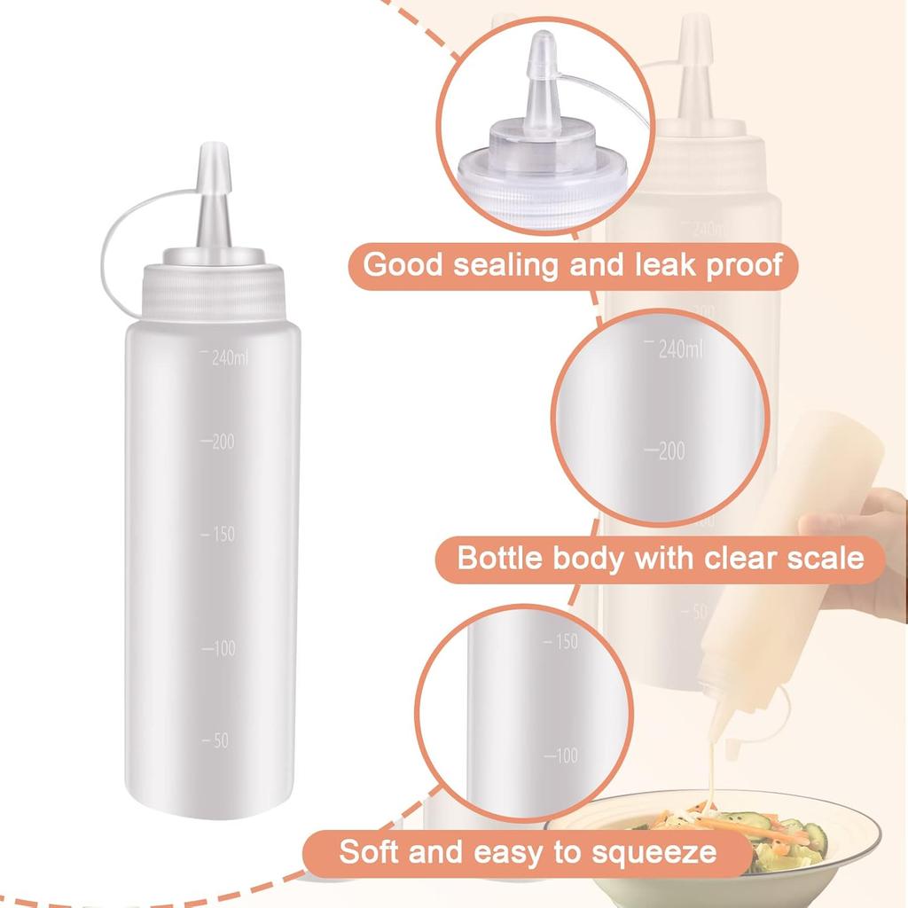 Large Squeeze Condiment Bottles with Nozzles Ketchup BBQ Sauces Olive Oil Bottle Dispenser Squeeze Sauce Bottle Kitchen Gadget