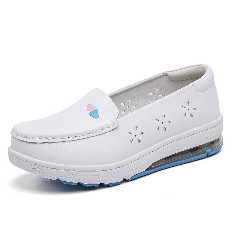 Women's Autumn Genuine Leather Non-Slip Nurse Shoes - Soft Sole & Breathable for Medical Work