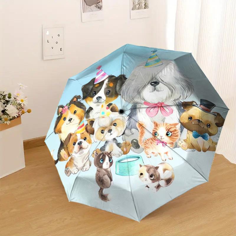 1 st Partyvalpar Mönster Liten Rese Kompakt Vindtät Paraply, Automatiskt Fällbart Paraply, Automatisk Öppning/Stängning, Gåva-82