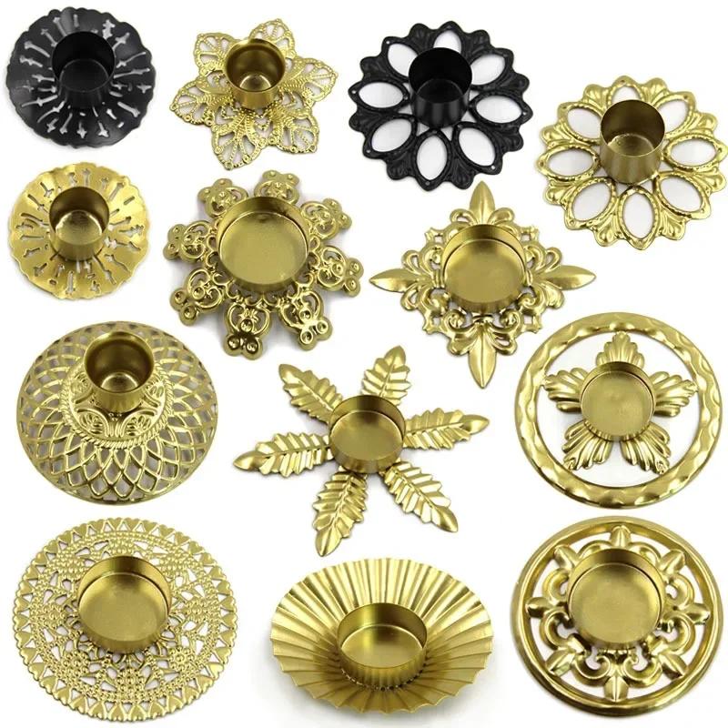 Home Decor Iron Plated Black Gold Candle Holders Decor for Wedding Party Festival Portavelas Candelabra Art Table Decoration