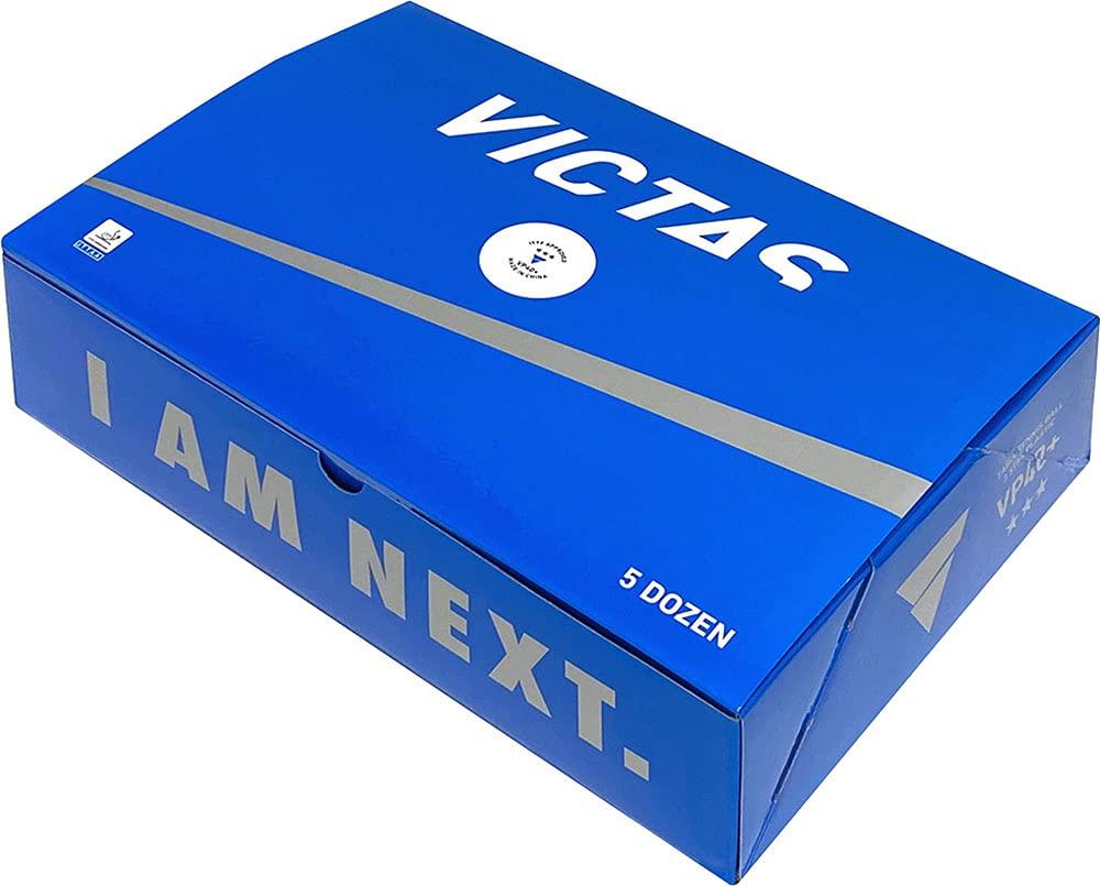 Victas Tischtennis Offizieller Wettkampf 5 015200 VP40+ 3-Sterne Ball, Dutzend, Weiß,