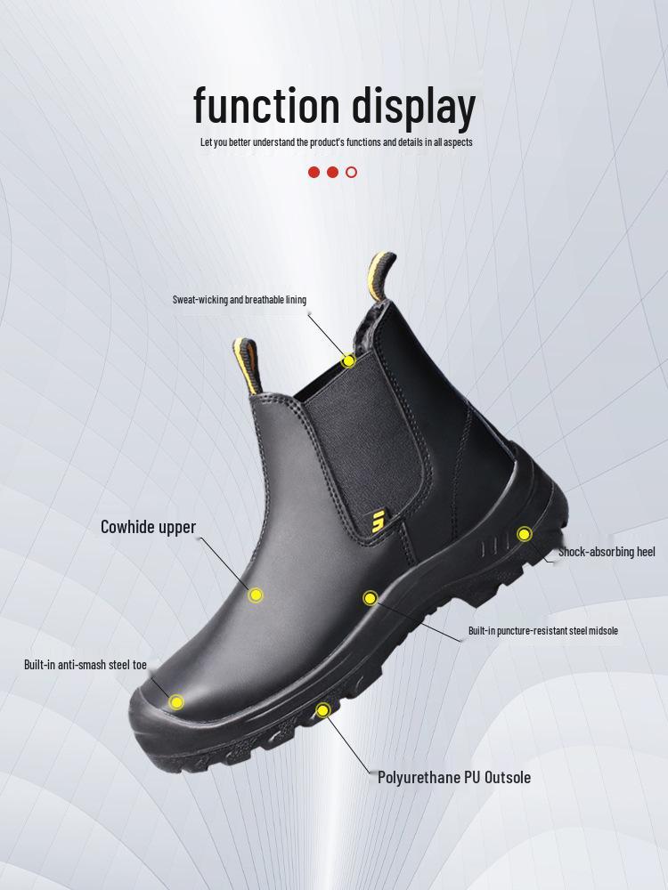 Safety Jogger Men's BESTFIT Steel Toe Work Shoes - Saddle Style, Anti-Smash, Anti-Puncture, Anti-Static Cowhide.