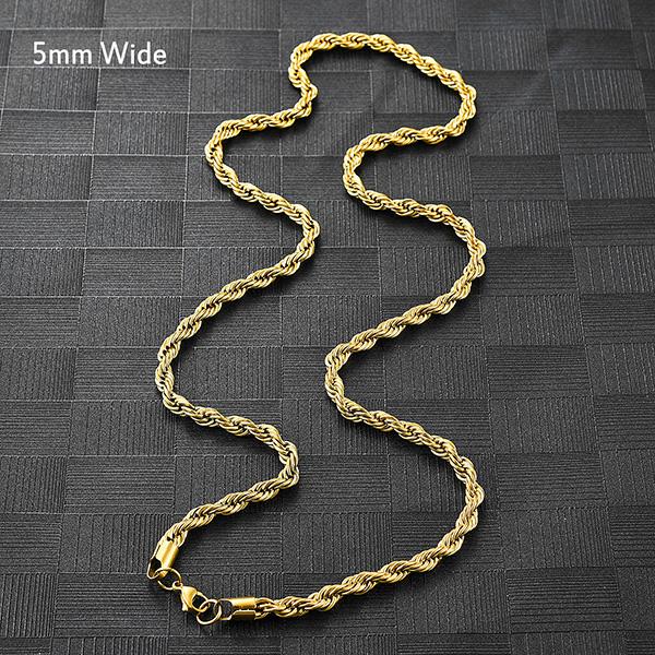 5 Colors Stainless Steel Twist Rope Chain Necklace for Women Men Black/Silver/Gold Color Plated Choker Metal Fashion Jewelry