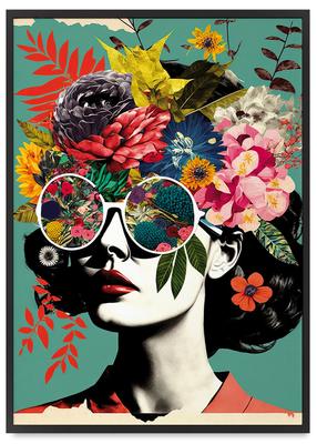 Poster Portrait Woman Flowers