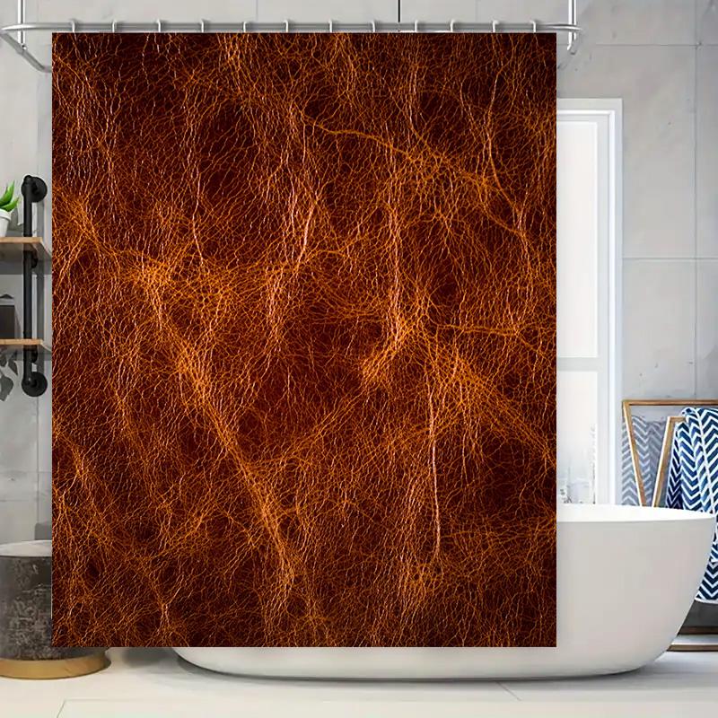 Luxurious Bath Curtain Waterproof Warm Brown Woven Design for Modern Bathroom Decor 90x180cm