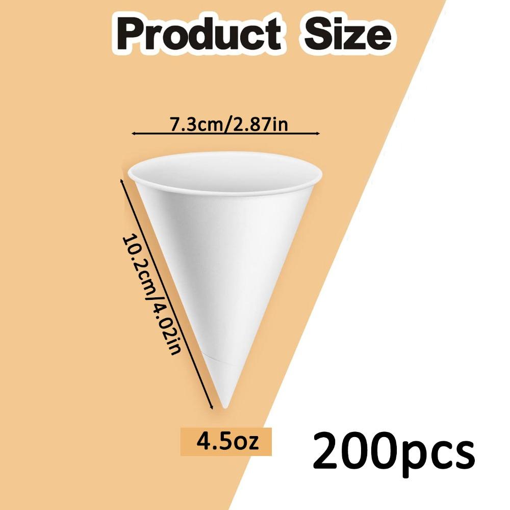 200pcs Paper Cone Cups 4.5oz Thicken Disposable Cone Cups for Shaved Ice Slushies Water Cooler Dispenser 200pcs