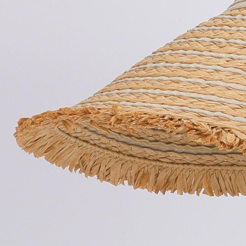 Solid Color Wide Brim Woven Breathable Folding Sunshade Hat Empty Top Straw Hat Seaside Vacation