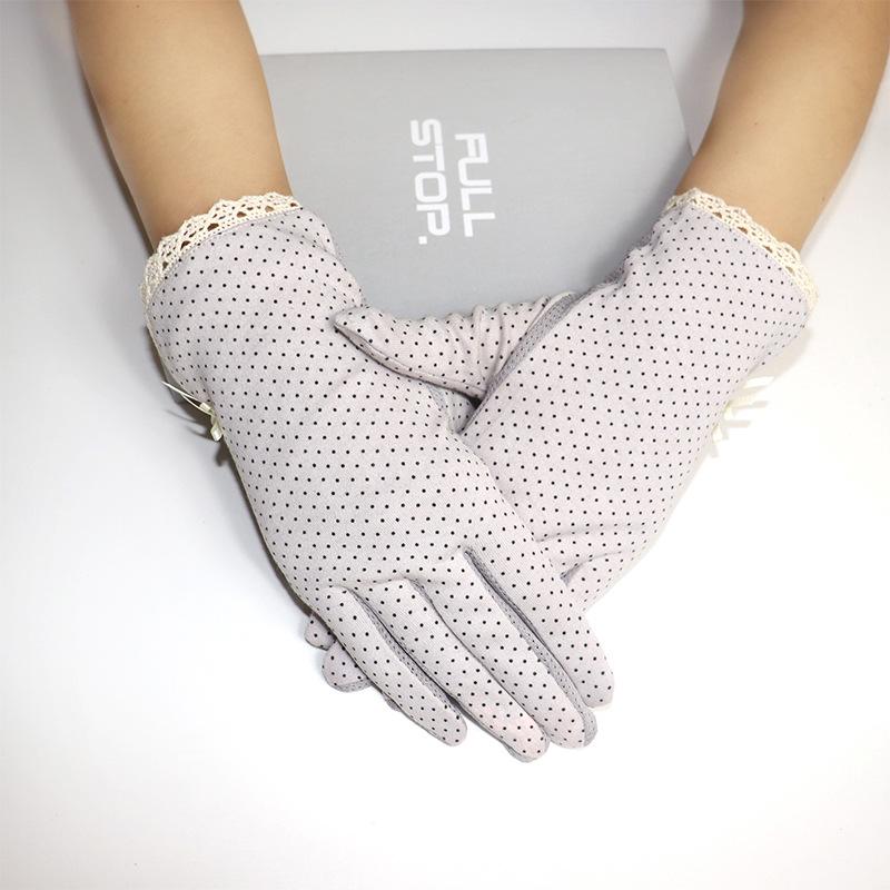 Gants de Cyclisme en Coton Anti-UV pour Femmes - Protection Solaire, Antidérapants, Style Fin, Longueur Courte, Design Imprimé pour le Printemps et l'Été