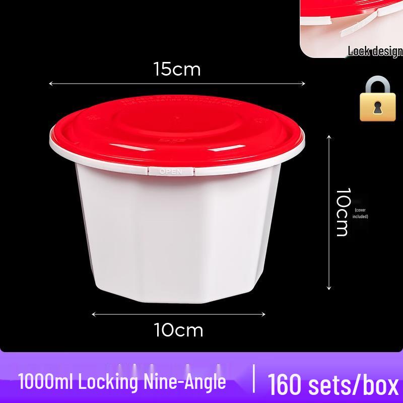 Wuhe 1000ml Nine-Corner Locking Disposable Meal Prep Containers