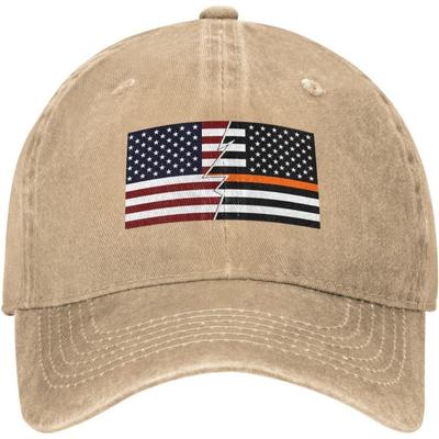 Thin Orange Line Flag Ripped Baseball Cap Vintage Washed Cotton Outdoor Adjustable Unisex Dad Hat