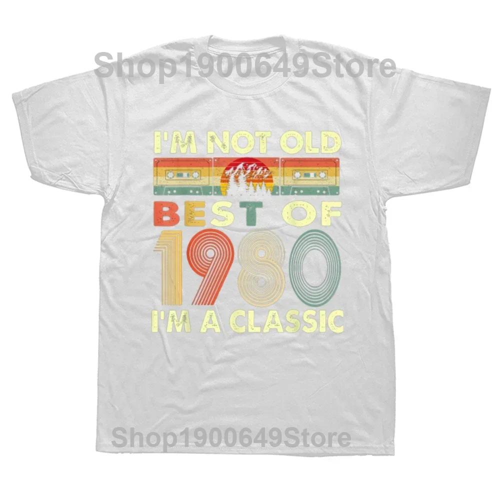 Mens Made In 1980 Tee 44th Birthday 44 Years Old School Retro 80 T Shirt Anniversary Cotton Top Short Sleeve Tee Unique TShirt