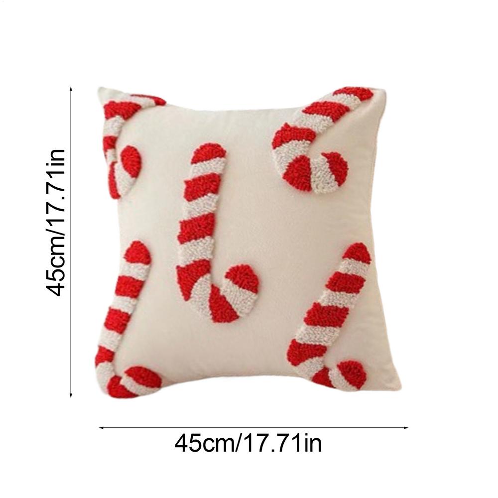 Christmas Candy Cane Pillow Cover 45x45cm Holiday Sofa Bedside Pillows Case Christmas 3D Plush Candy Cane Pillowcase