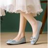 Women Design Bows Hollow Flat Shoes Ladies Casual Shallow Soft Sole Ballerina Flats Summer Simple Buckle Strap Slip On Shoes